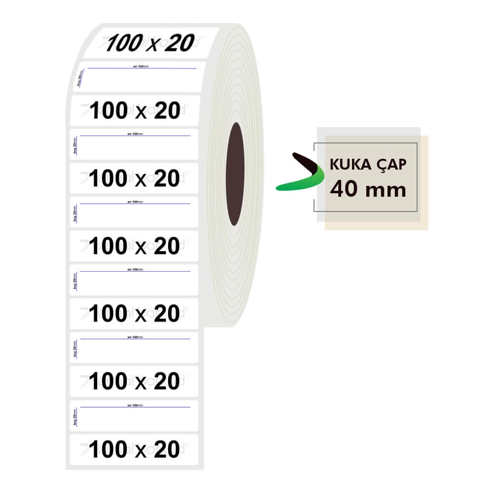100mm x 20mm Pp Opak Etiket
