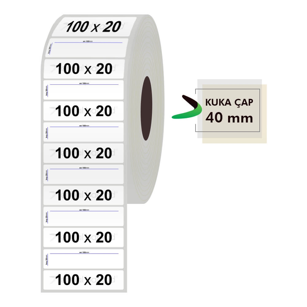 100mm x 20mm Silvermat Etiket