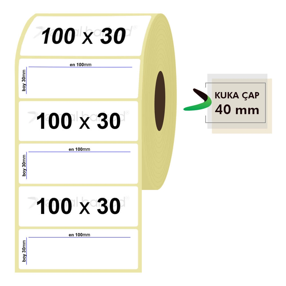 100mm x 30mm Lamine Termal Etiket