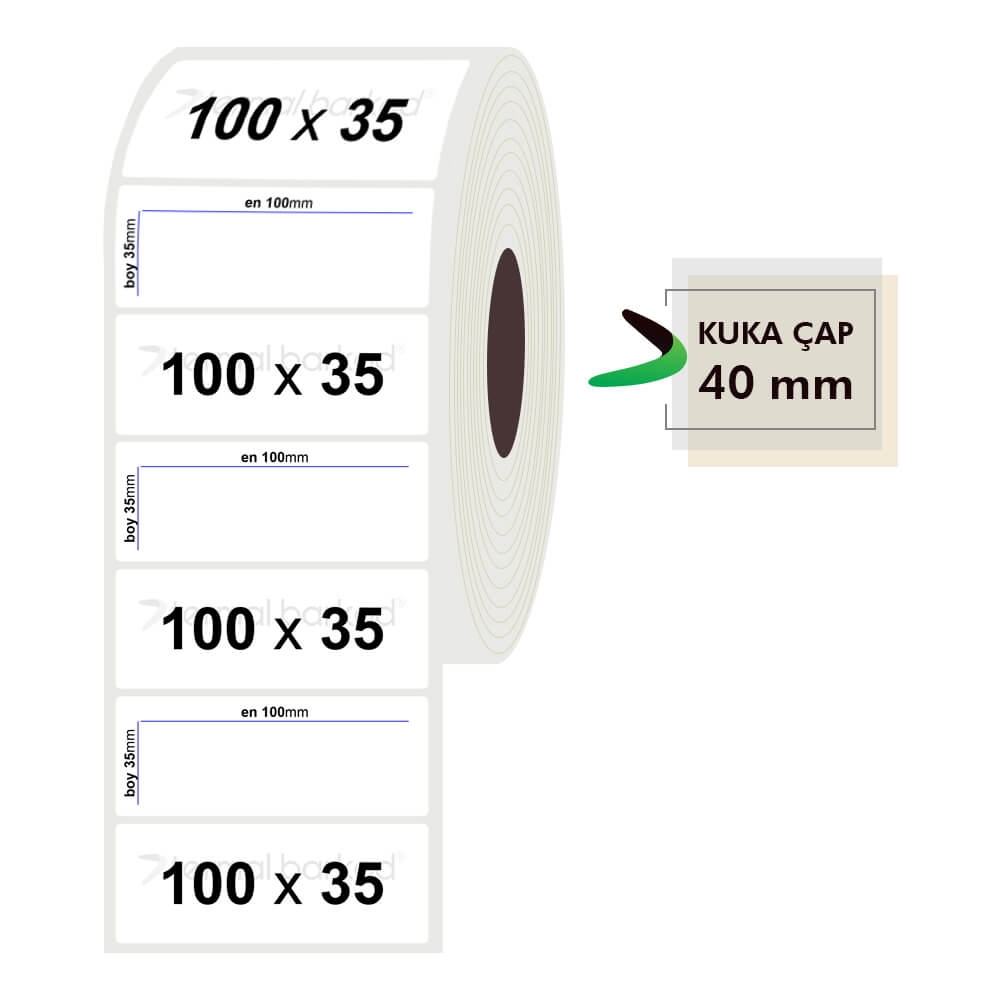 100mm x 35mm Pp Opak Etiket