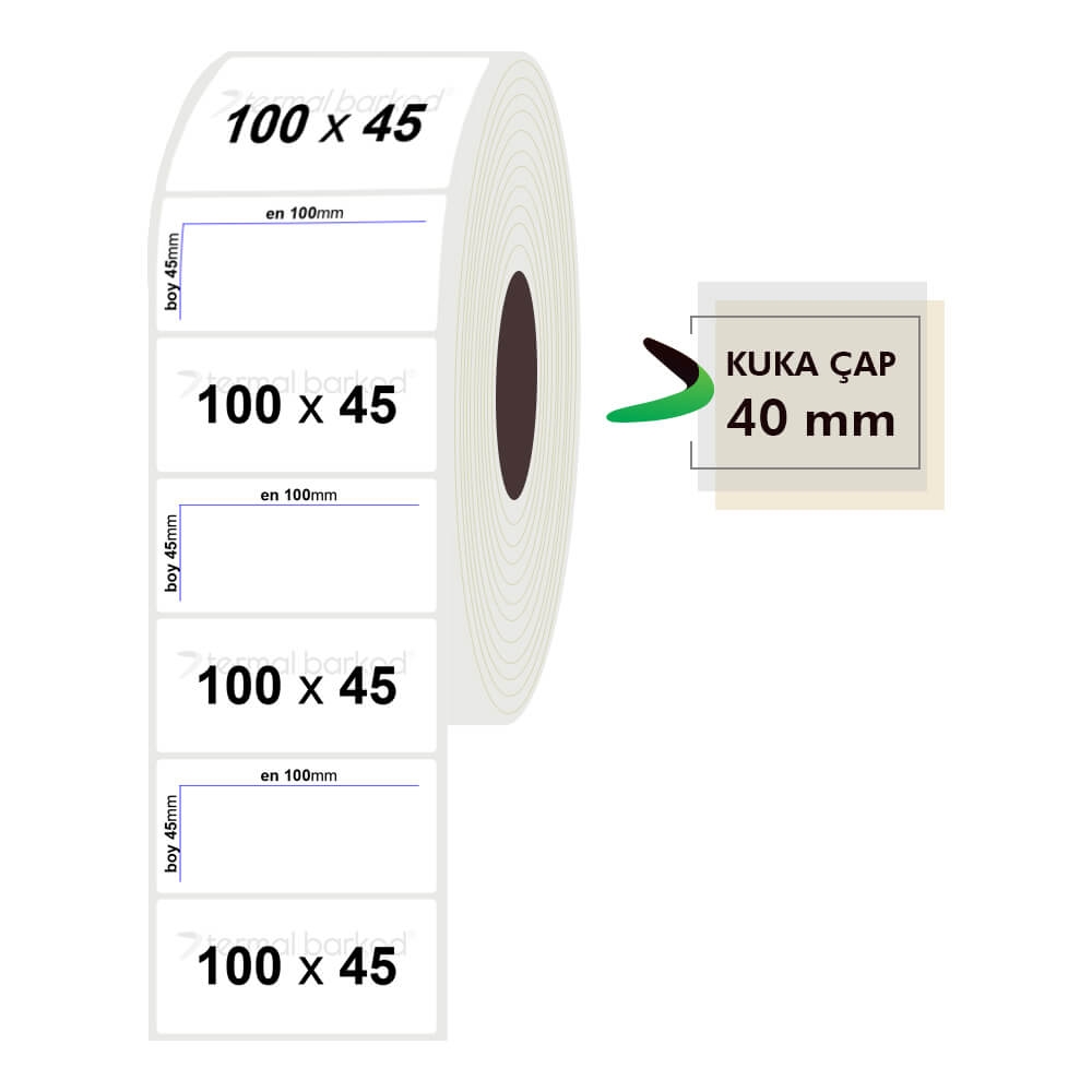 100mm x 45mm Pp Opak Etiket