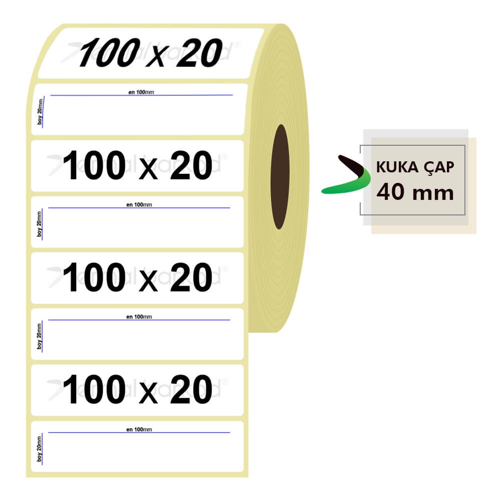 100mmx20mm Kuşe Etiket