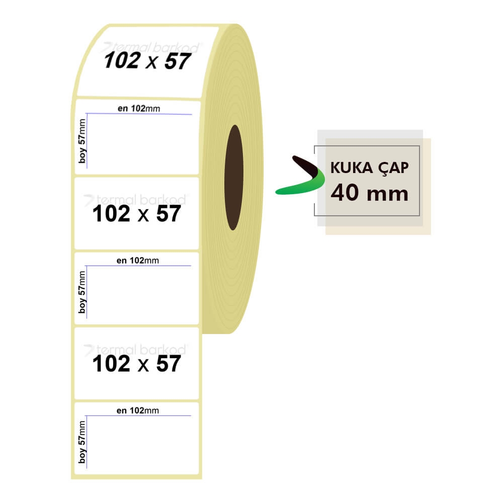 102mm x 57mm Lamine Termal Etiket