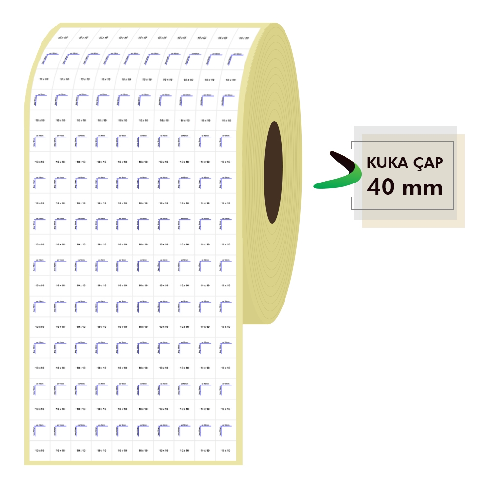 10mm x 10mm 10'lu Bitişik Kuşe Etiket (Sticker)