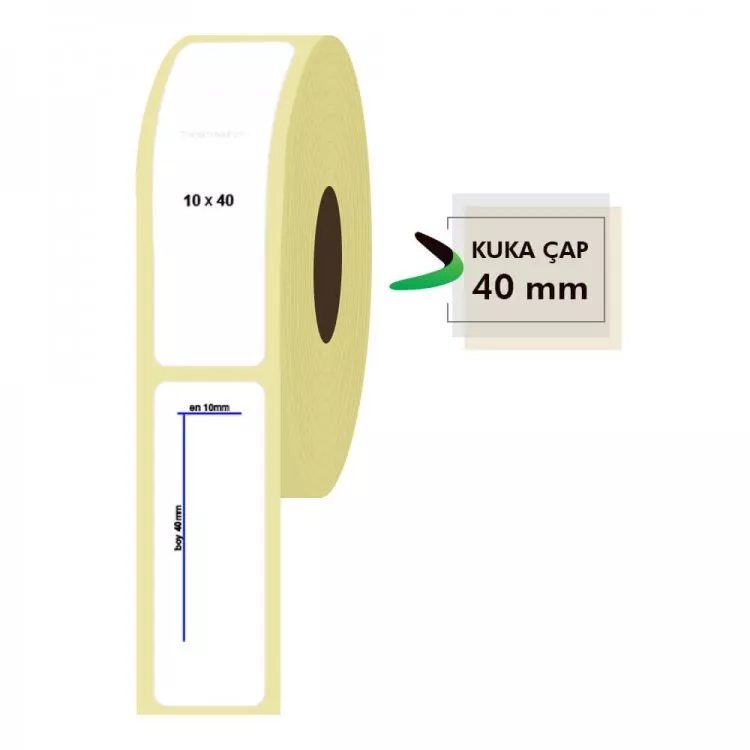 10mm x 40 mm Kuşe Etiket