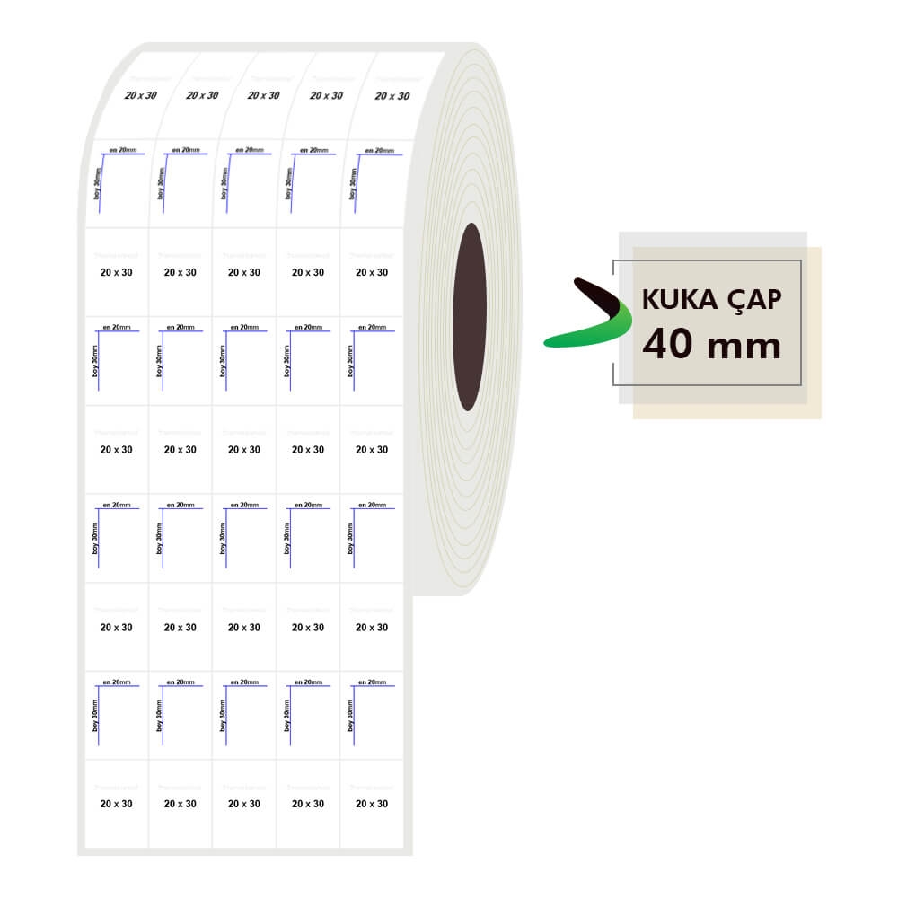 20mm x 30mm 5li Bitişik PP Opak Etiket