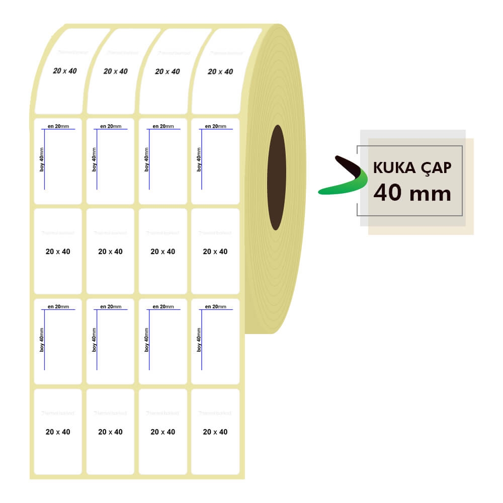20mm x 40mm 4'lü Kuşe Etiket