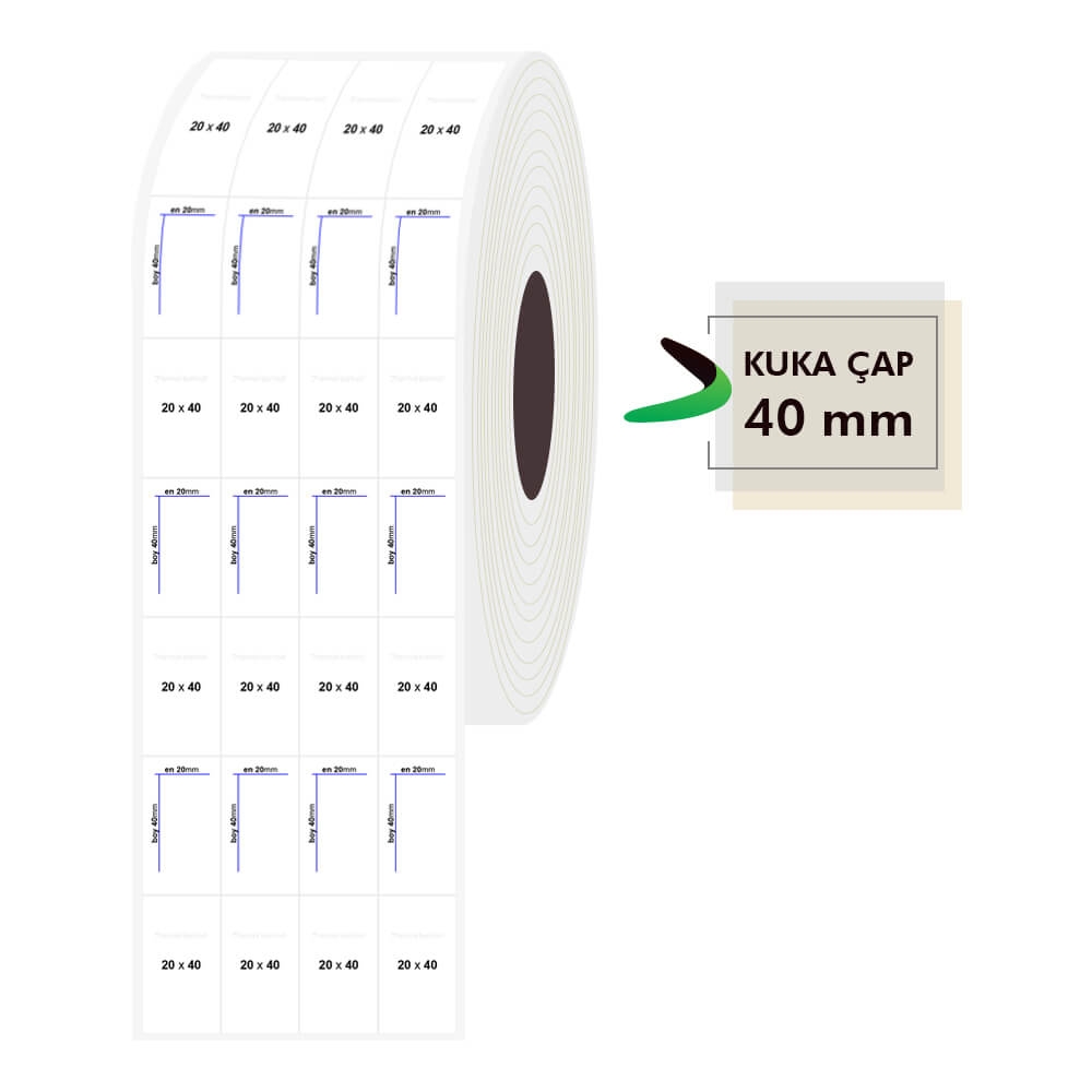 20mm x 40mm 4lü Bitişik PP Şeffaf Etiket
