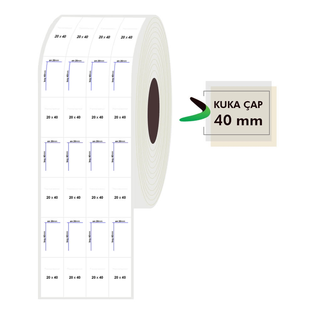 20mm x 40mm 4lü Bitişik PP Opak Etiket