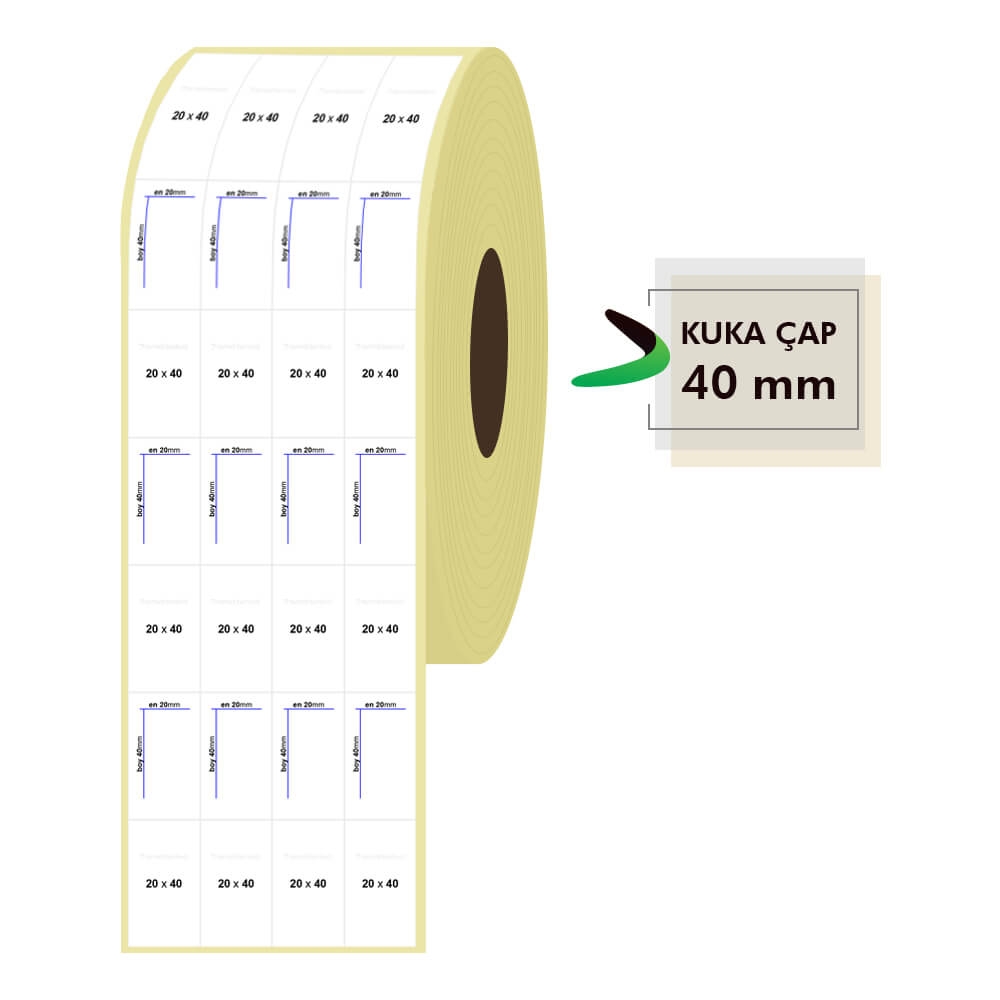 20mm x 40mm 4lü Bitişik Termal Etiket