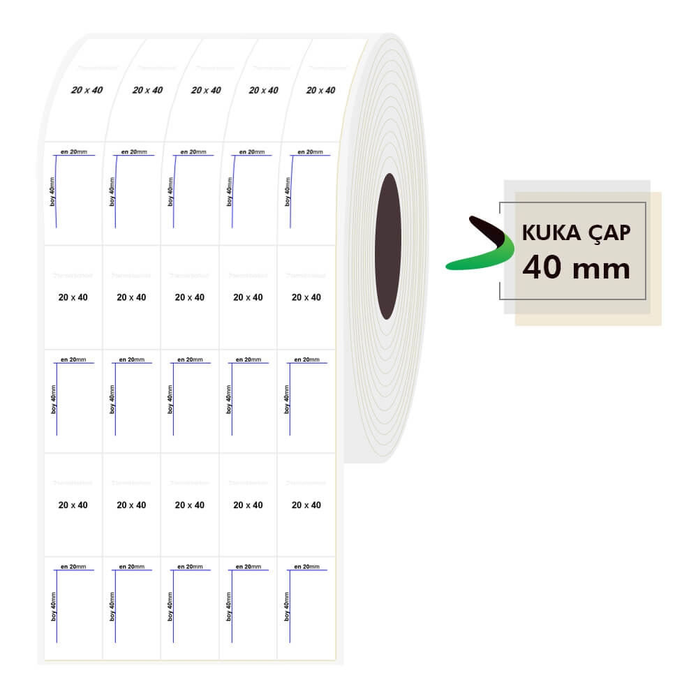 20mm x 40mm 5li Bitişik PP Şeffaf Etiket