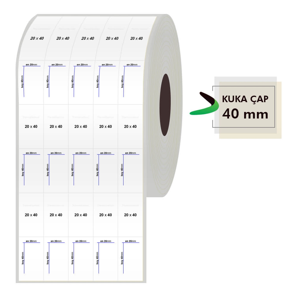 20mm x 40mm 5li Bitişik Silvermat Etiket