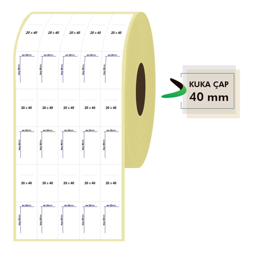 20mm x 40mm 5li Bitişik Termal Etiket