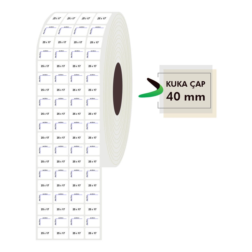 25mm x 17mm 4lü PP Opak Etiket