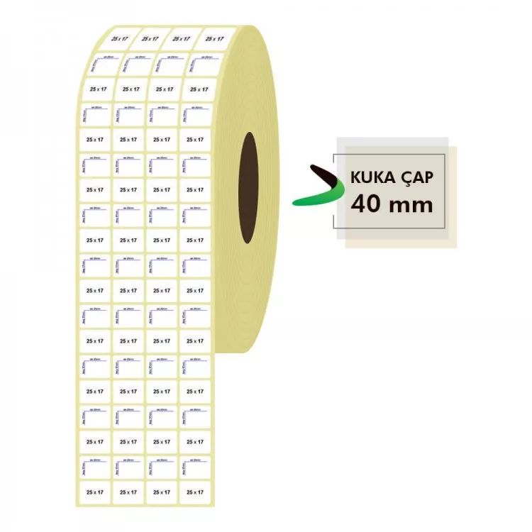 25mm x 17mm 4lü Lamine Termal Etiket