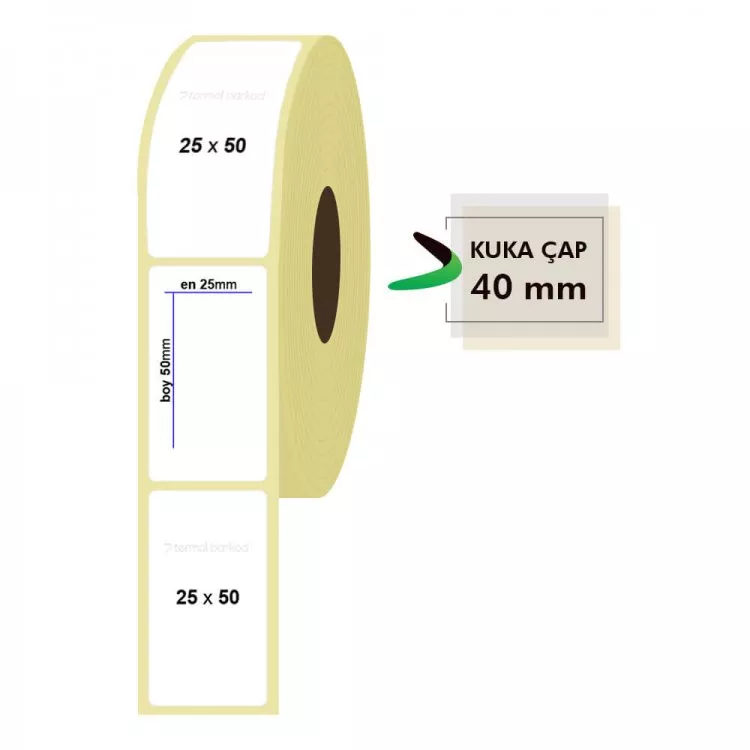 25mm x 50mm Termal Etiket (Sticker)
