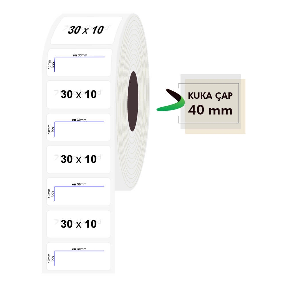 30mm x 10mm Şeffaf Etiket