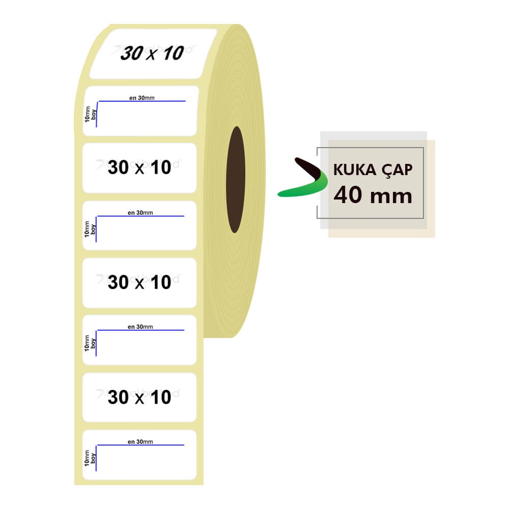 30mm x 10mm Kuşe Etiket