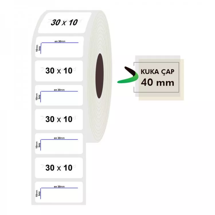 30mm x 10mm Opak Etiket