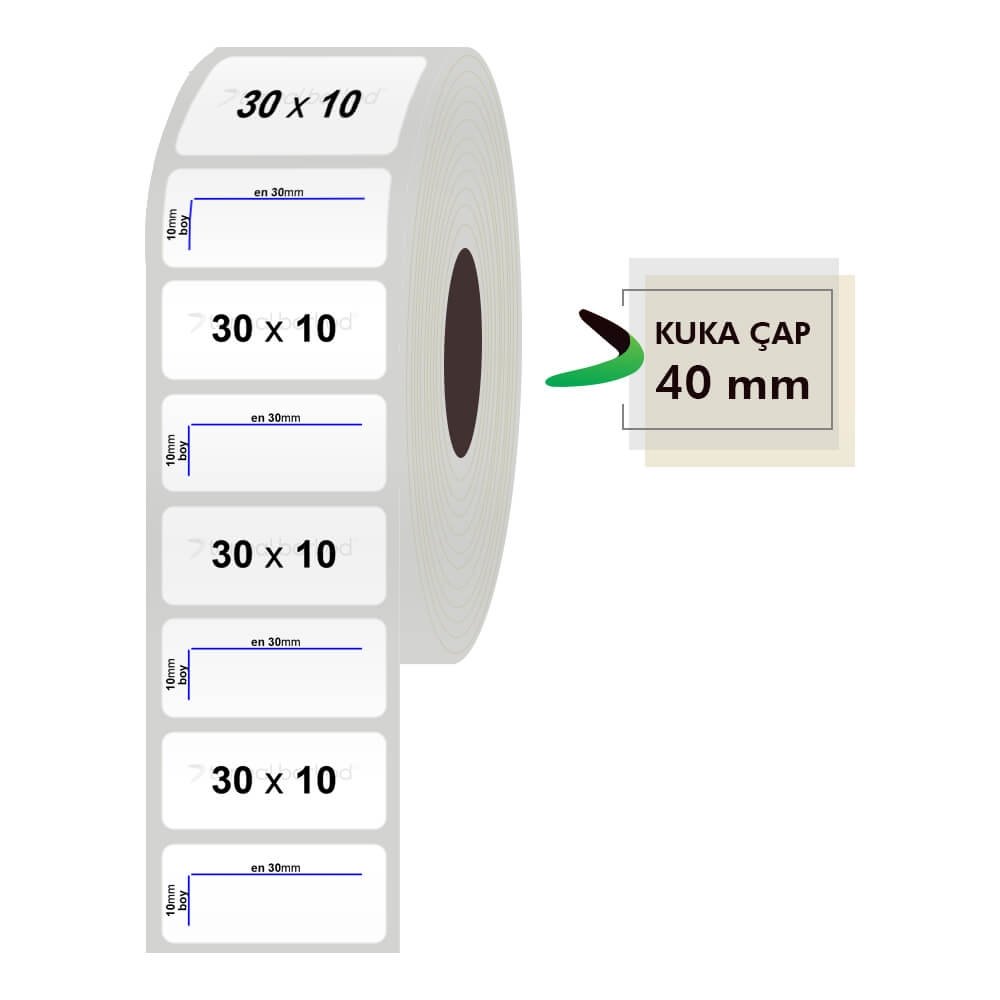 30mm x 10mm Silvermat Etiket
