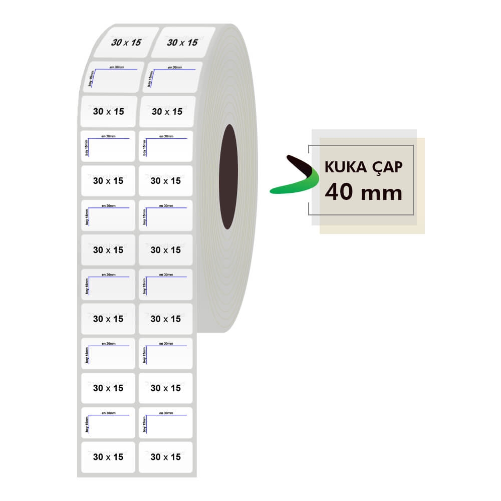 30mm x 15mm 2li Silvermat Etiket
