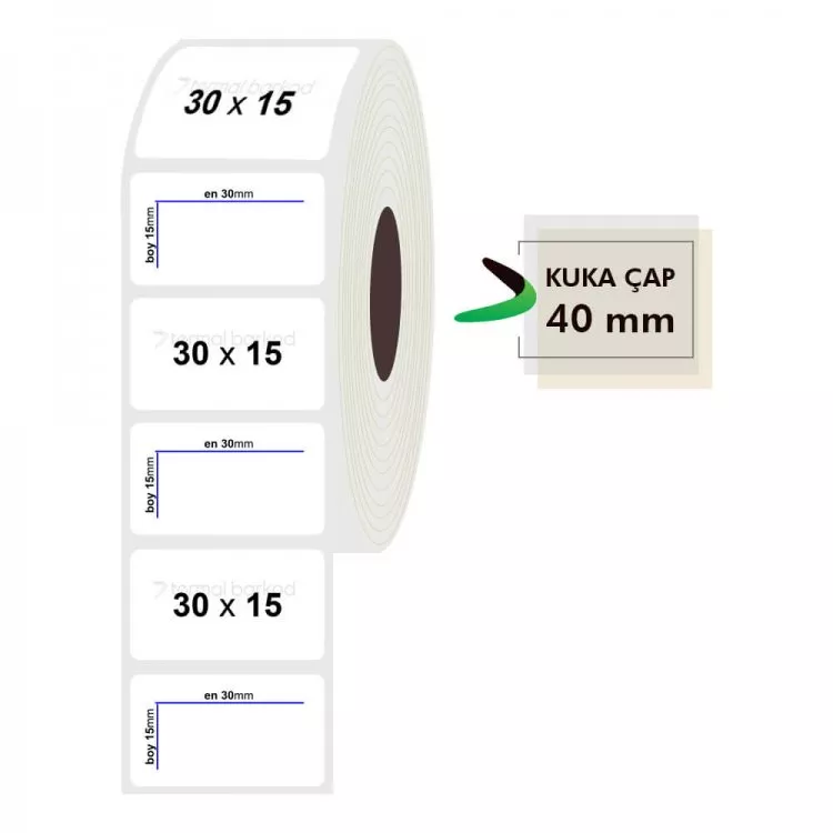 30mm x 15mm Opak Etiket