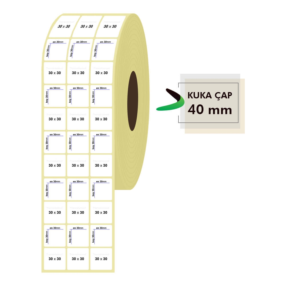 30mm x 30mm 3'lü Kuşe Etiket