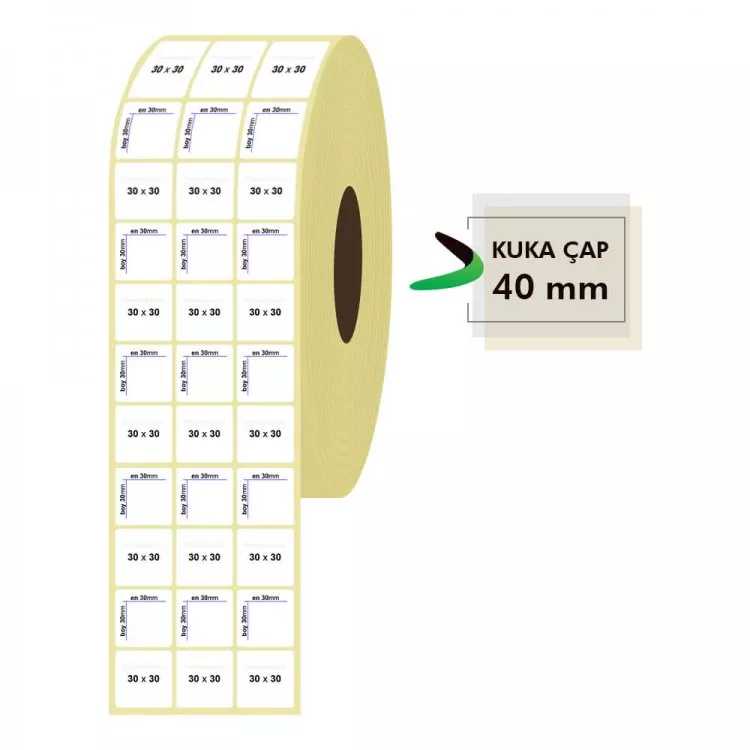 30mm x 30mm 3lü Lamine Termal Etiket