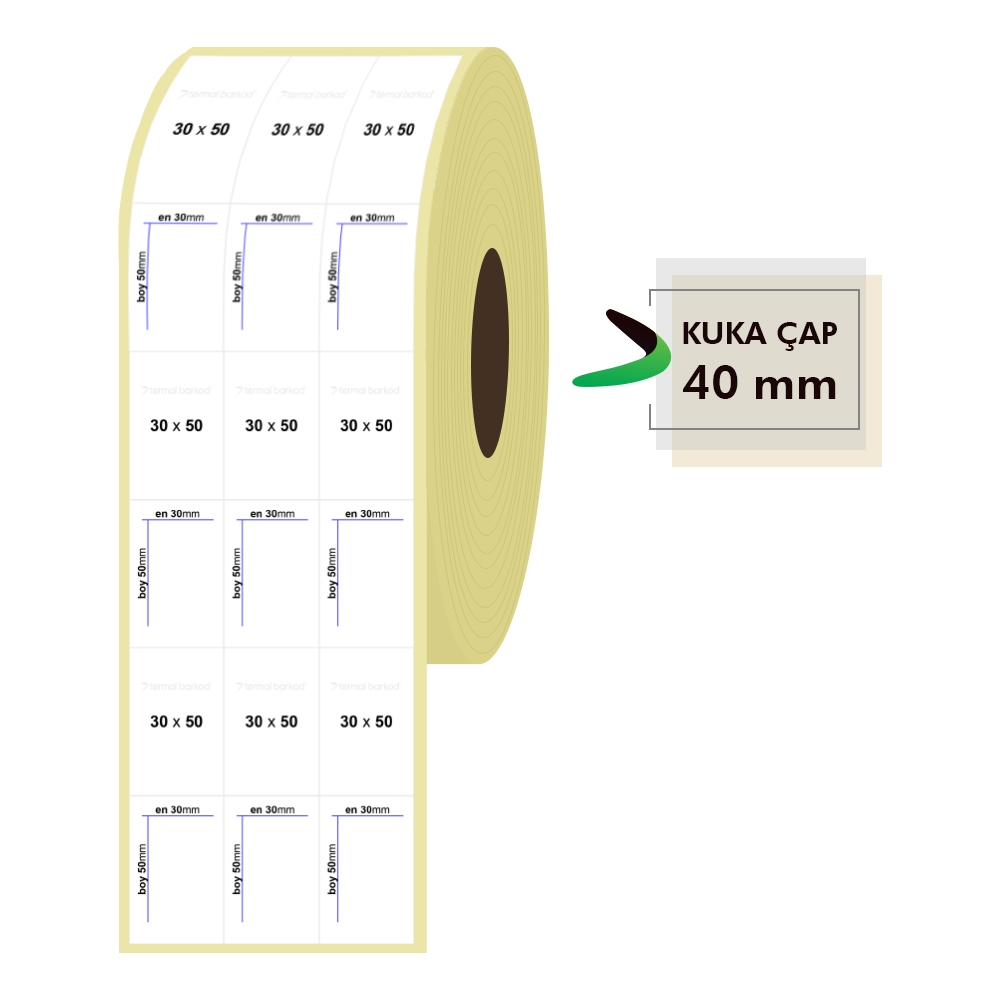 30mm x 50mm 3'lü Bitişik Termal Etiket (Sticker)