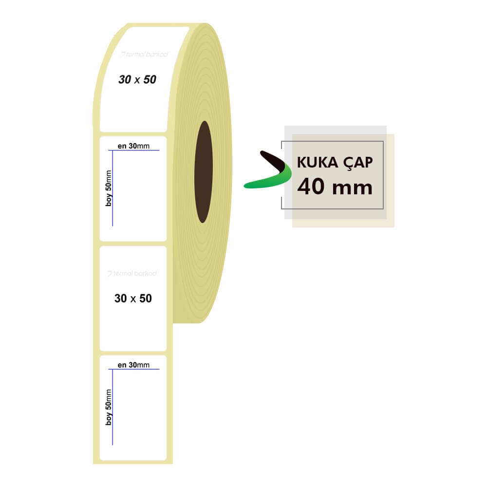 30mm x 50mm Kuşe Etiket