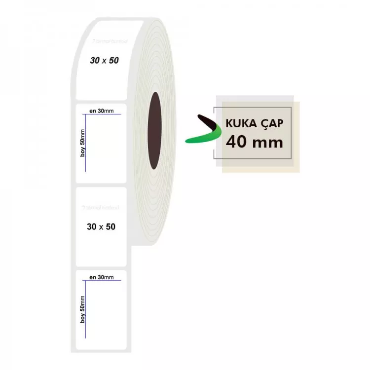 30mm x 50mm Opak Etiket