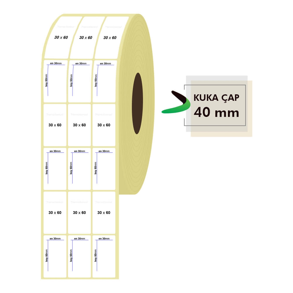 30mm x 60mm 3'lü Kuşe Etiket