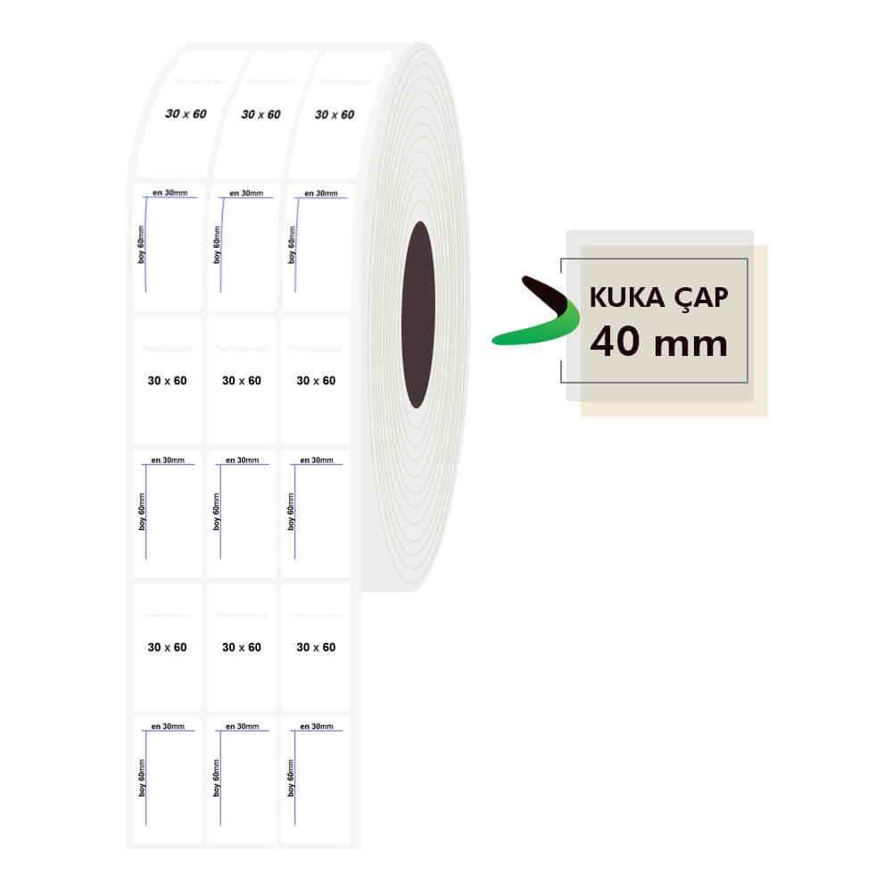 30mm x 60mm 3lü PP Şeffaf Etiket