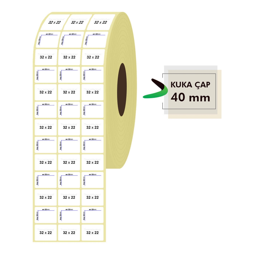 32mm x 22mm 3'lü Kuşe Etiket