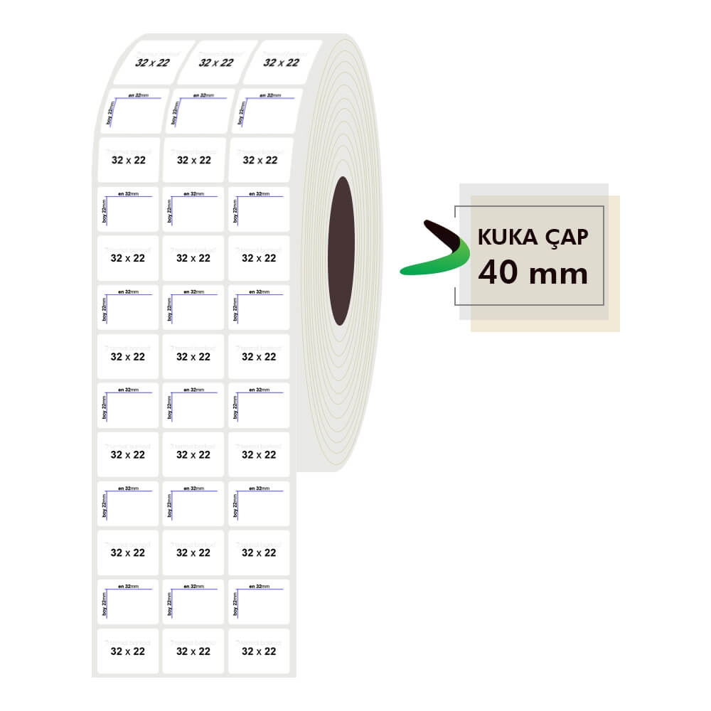 32mm x 22mm 3lü PP Opak Etiket