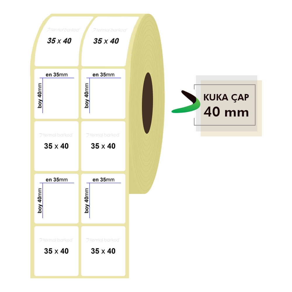35mm x 40mm 2'li Kuşe Etiket