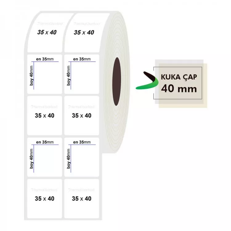 35mm x 40mm 2'li Opak Etiket