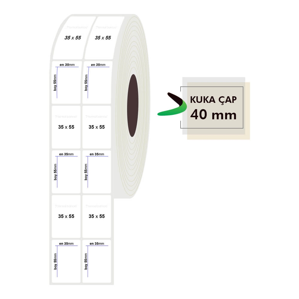 35mm x 55mm 2li PP Opak Etiket