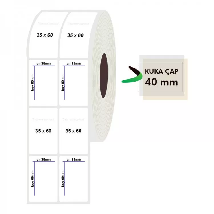 35mm x 60mm 2'li Opak Etiket
