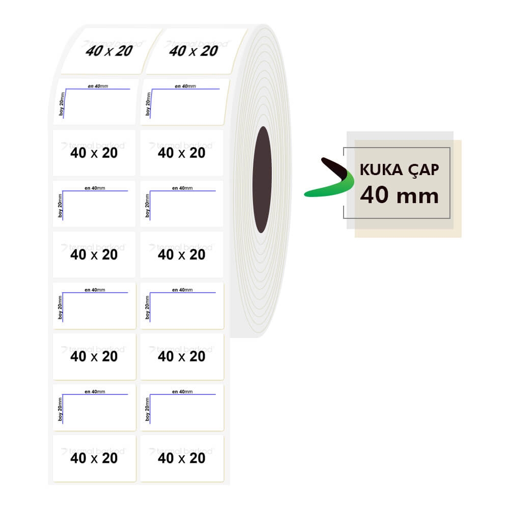40mm x 20mm 2li PP Şeffaf Etiket