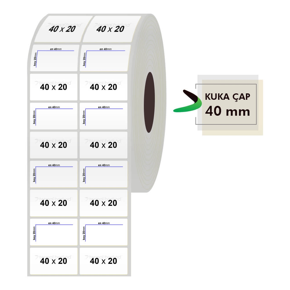40mm x 20mm 2li Silvermat Etiket