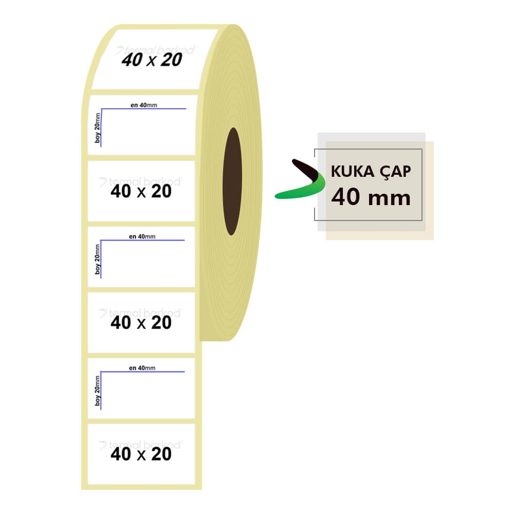 40mm x 20mm Kuşe Etiket
