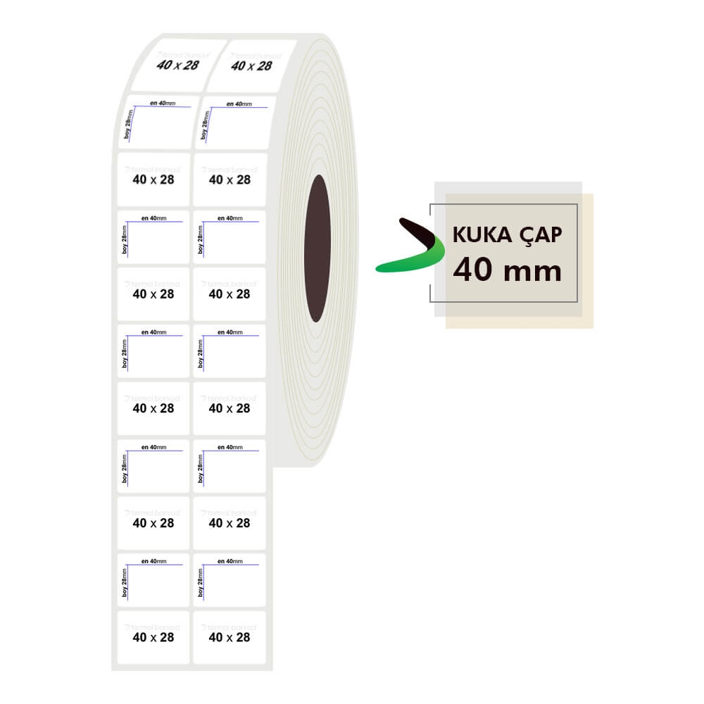 40mm x 28mm 2li PP Opak Etiket
