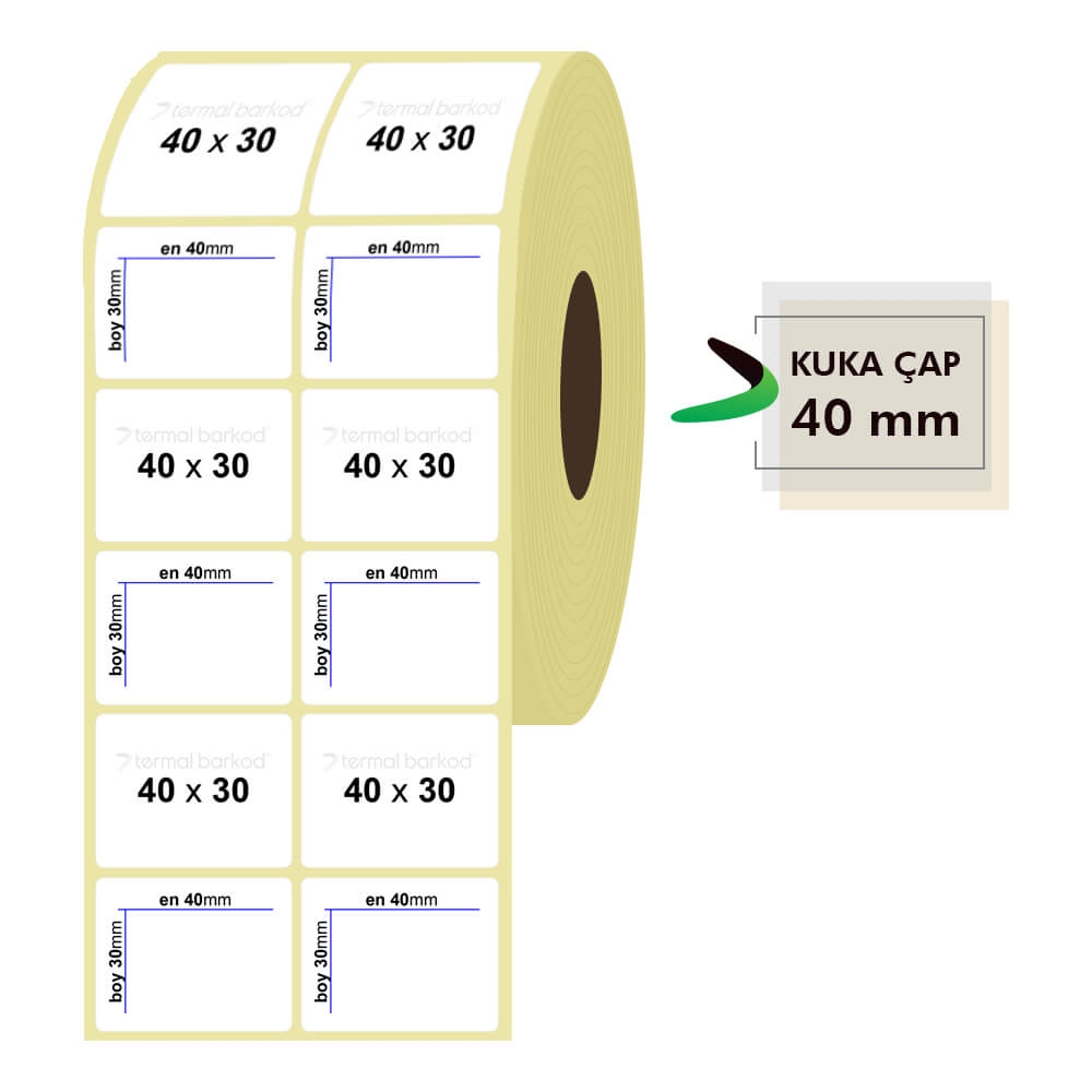 40mm x 30mm 2'li Lamine Termal Etiket