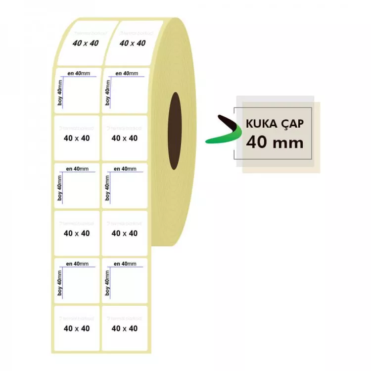 40mm x 40mm 2li Lamine Termal Etiket