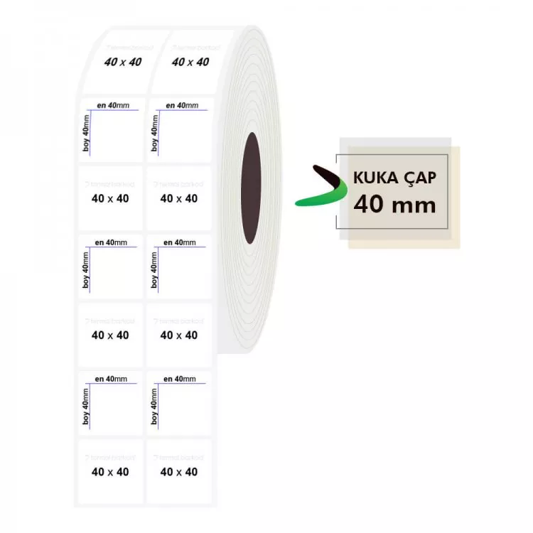 40mm x 40mm 2li PP Şeffaf Etiket