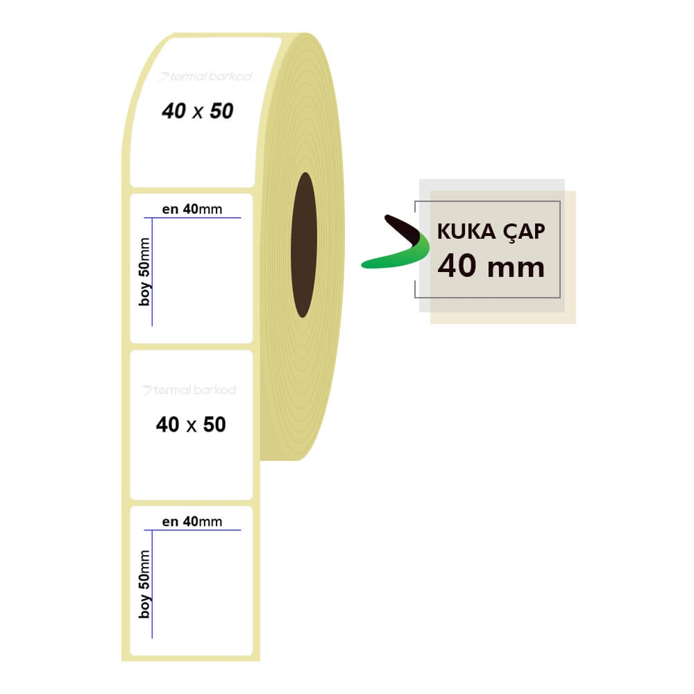 40mm x 50 mm Lamine Termal Etiket