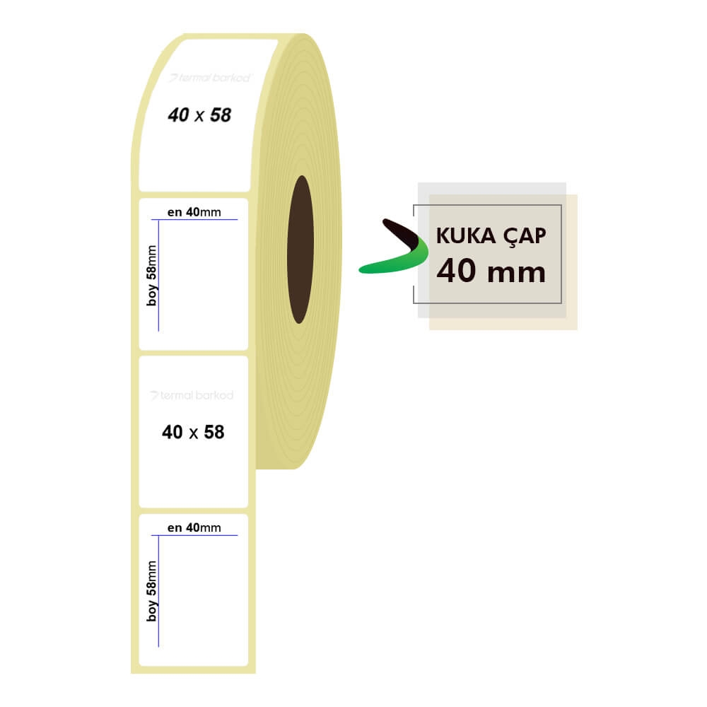 40mm x 58mm Lamine Termal Etiket