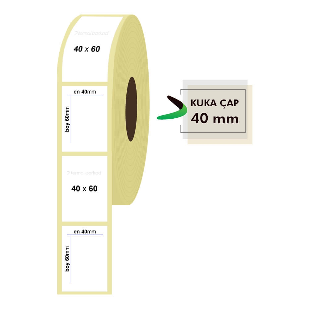 40mm x 60mm Kuşe Etiket