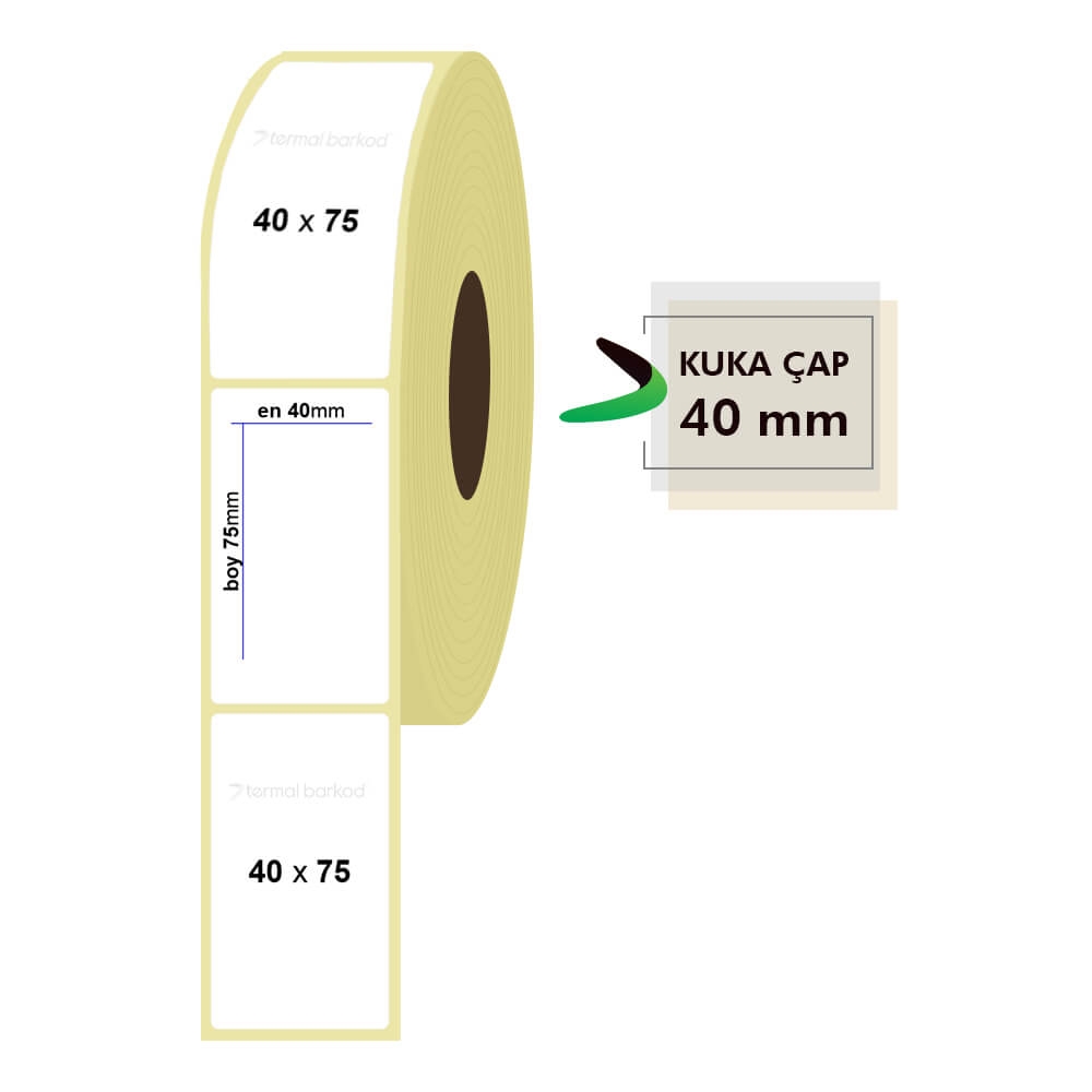 40mm x 75mm Termal Etiket (Sticker)